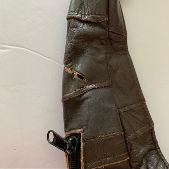 Vintage Purse Brown Leather Patchwork Design Shoulder Bag Western Grandma Rodeo - Picture 7 of 11